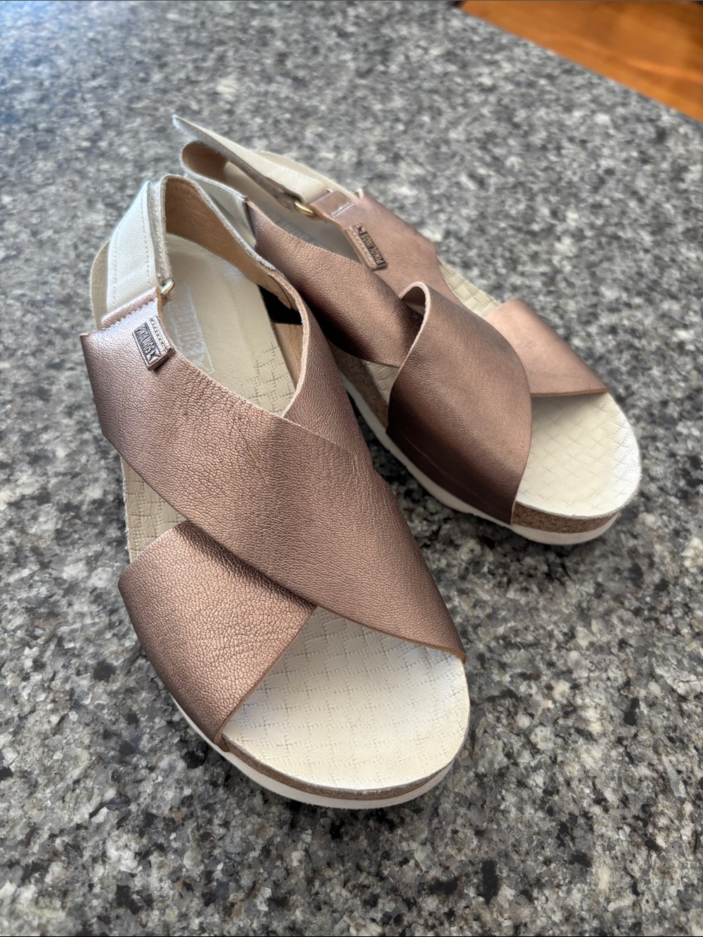 PIKOLINOS Metallic Rose Gold Mahon platform sz 8 newCrisscross Slingback Sandals